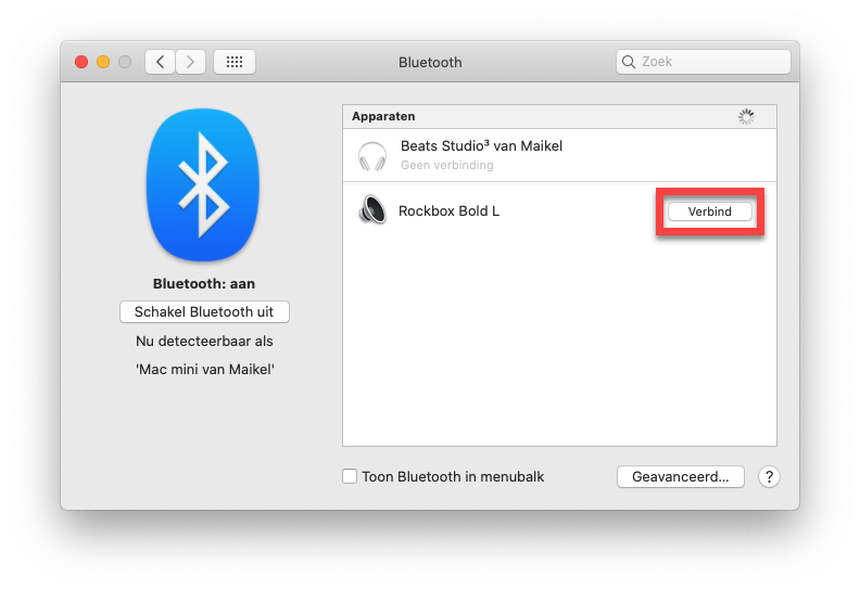 Bluetooth-apparaat verbinden met Mac